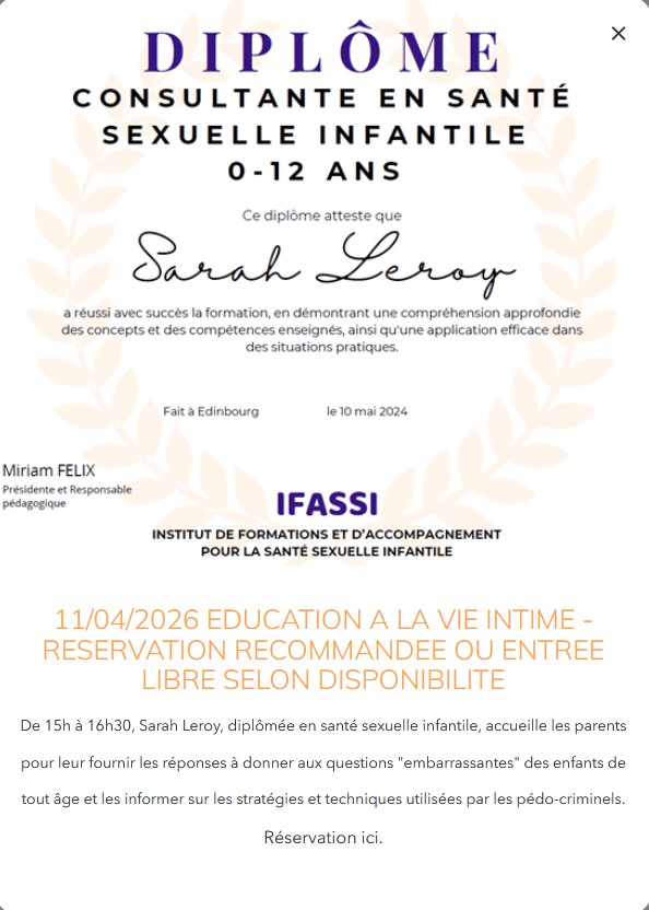 Conférence parents protéger son enfant violences sexuelles prévention enfance 11 avril parentalité