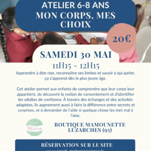 Atelier enfants 6 8 ans consentement dire non corps adultes confiance Luzarches