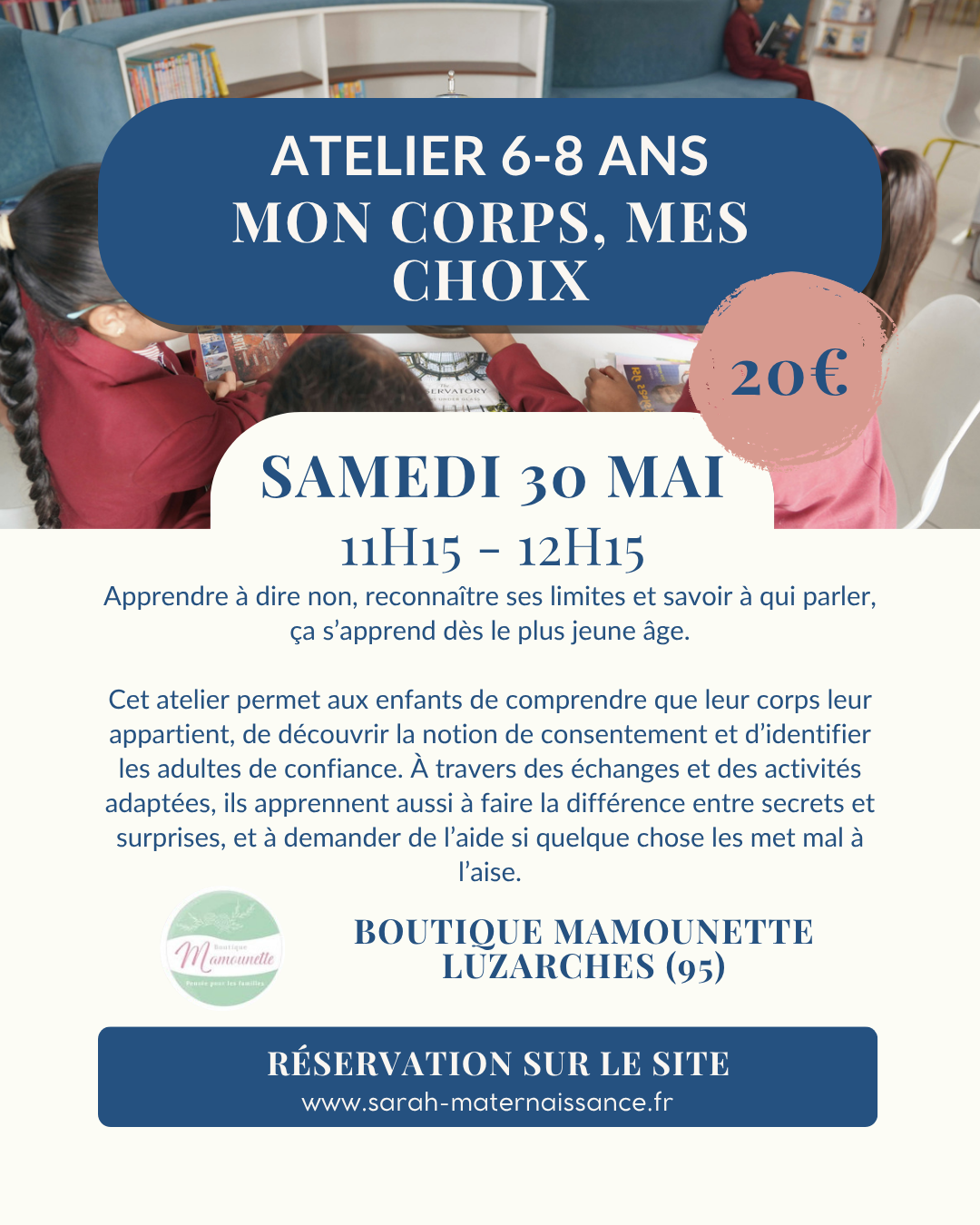 Atelier enfants 6 8 ans consentement dire non corps adultes confiance Luzarches