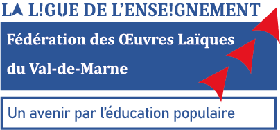 Logo de la Ligue de l'enseignement du Val-de-Marne ayant sollicité Sarah Maternaissance pour une intervention sur le développement psychosexuel de l'enfant, la prévention des violences sexuelles infantiles et la protection de l'enfance.